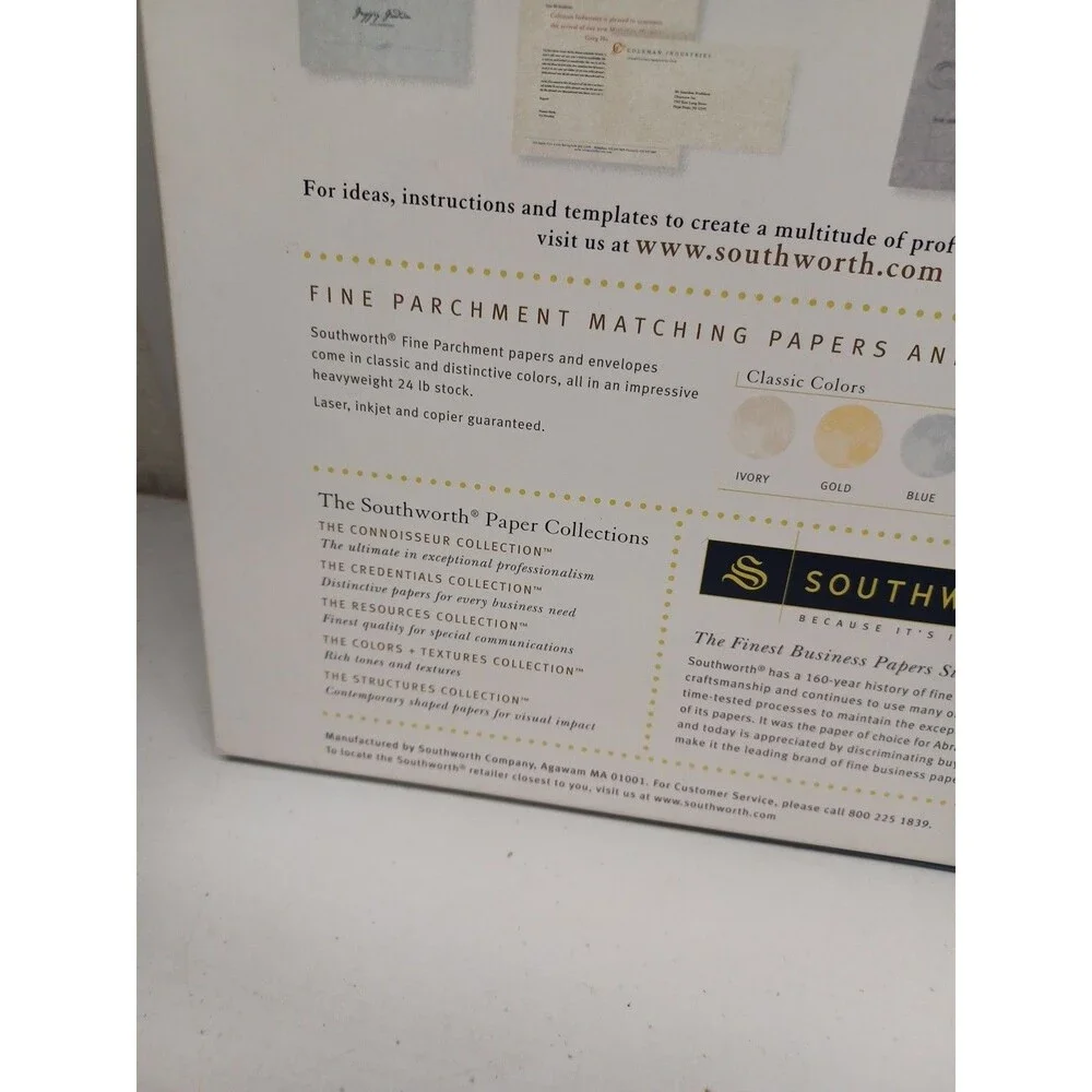 Southworh Fine Ivory Parchment Paper Award Certificate 69 Sheet 24 Lb 8.5x11